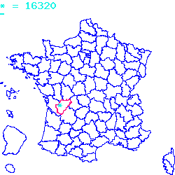localisation sur le carte de Magnac-Lavalette-Villars 16320