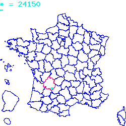localisation sur le carte de Saint-Capraise-de-Lalinde 24150
