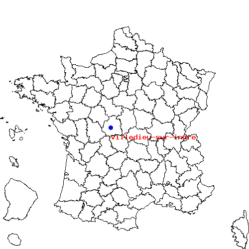 localisation sur le carte de villedieu-sur-indre 
