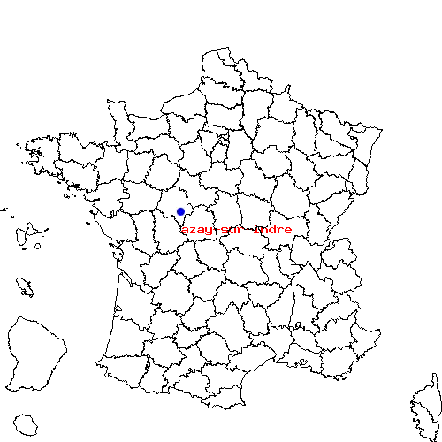 localisation sur le carte de azay-sur-indre 