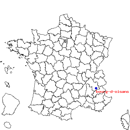 localisation sur le carte de bourg-d-oisans 