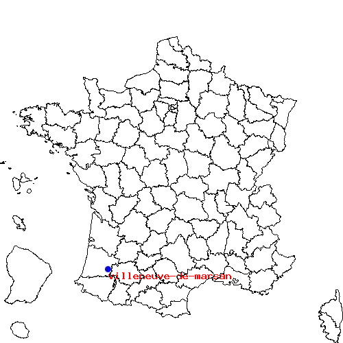 localisation sur le carte de villeneuve-de-marsan 