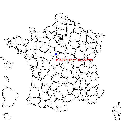 localisation sur le carte de neung-sur-beuvron 