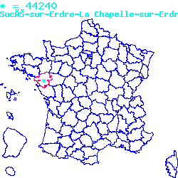 localisation sur le carte de Sucé-sur-Erdre 44240