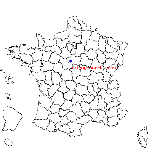 localisation sur le carte de boigny-sur-bionne 