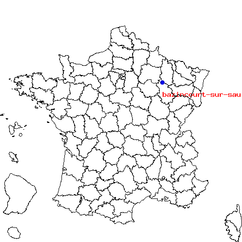 localisation sur le carte de bazincourt-sur-saulx 