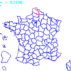 localisation sur le carte de Hesdigneul-lès-Béthune 62196