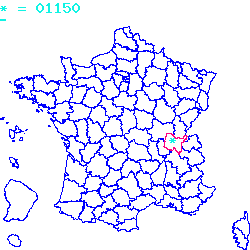 localisation sur le carte de Vaux-en-Bugey 01150