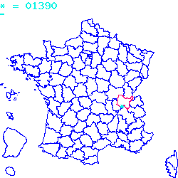 localisation du code postal 01390 Saint-André-de-Corcy sur la carte de France localisation sur le carte de Saint-André-de-Corcy 01390