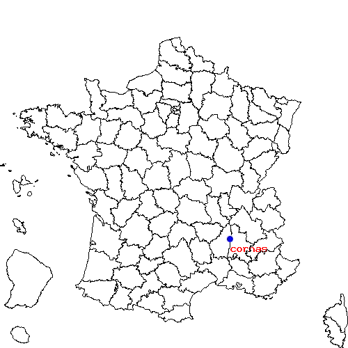 localisation sur le carte de cornas 