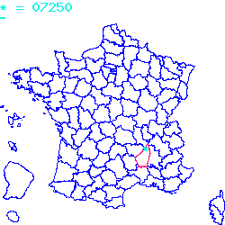 localisation du code postal 07250 Le Pouzin sur la carte de France localisation sur le carte de Le Pouzin 07250