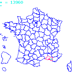 localisation du code postal 13960 Sausset-les-Pins sur la carte de France localisation sur le carte de Sausset-les-Pins 13960