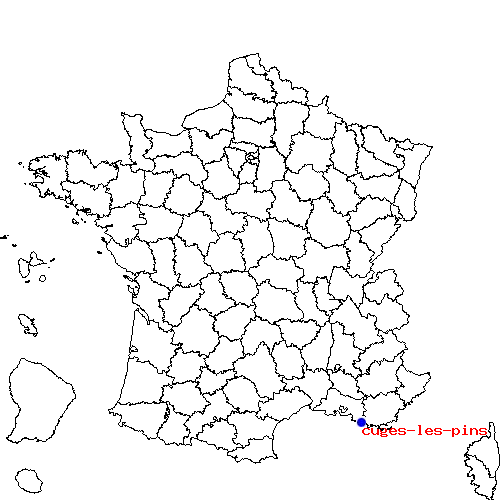 localisation sur le carte de cuges-les-pins 