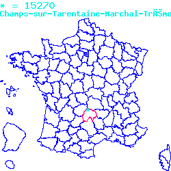 localisation sur le carte de Champs-sur-Tarentaine-Marchal 15270