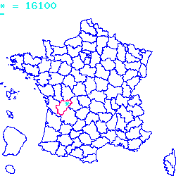 localisation du code postal 16100 Javrezac sur la carte de France localisation sur le carte de Javrezac 16100