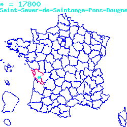 localisation sur le carte de Saint-Sever-de-Saintonge 17800