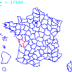 localisation du code postal 17160 Ballans sur la carte de France localisation sur le carte de Ballans 17160
