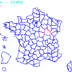 localisation du code postal 21450 Chaume-lès-Baigneux sur la carte de France localisation sur le carte de Chaume-lès-Baigneux 21450