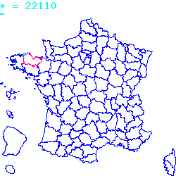 localisation du code postal 22110 Mellionnec sur la carte de France localisation sur le carte de Mellionnec 22110