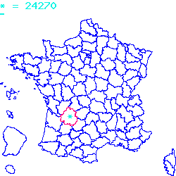 localisation du code postal 24270 Sarlande sur la carte de France localisation sur le carte de Sarlande 24270