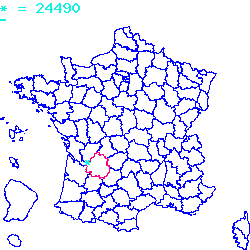 localisation du code postal 24490 La Roche-Chalais sur la carte de France localisation sur le carte de La Roche-Chalais 24490