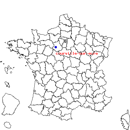 localisation sur le carte de courville-sur-eure 