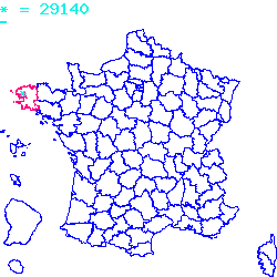 localisation sur le carte de Saint-Yvi 29140