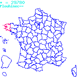 localisation sur le carte de Plouhinec 29780