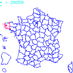 localisation du code postal 29259 Île-Molène sur la carte de France localisation sur le carte de Île-Molène 29259