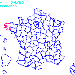 localisation du code postal 29760 Penmarch sur la carte de France localisation sur le carte de Penmarch 29760