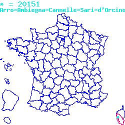 localisation du code postal 20151 Arro sur la carte de France localisation sur le carte de Arro 20151