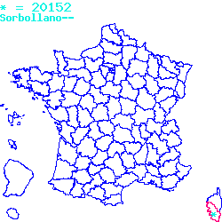 localisation du code postal 20152 Sorbollano sur la carte de France localisation sur le carte de Sorbollano 20152