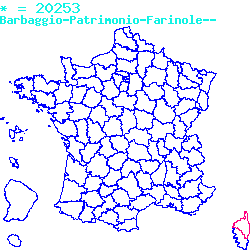 localisation sur le carte de Barbaggio 20253