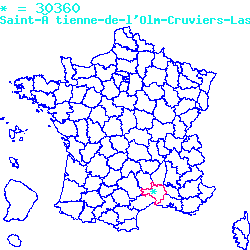 localisation sur le carte de Saint-Étienne-de-l'Olm 30360