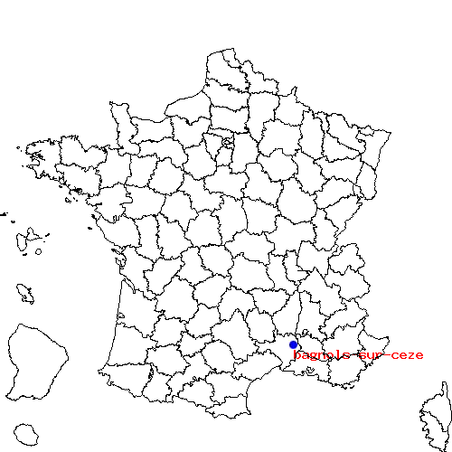 localisation sur le carte de bagnols-sur-ceze 