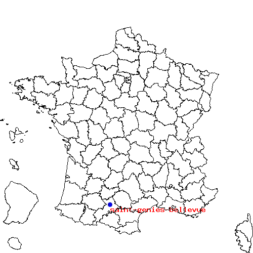 localisation sur le carte de saint-genies-bellevue 