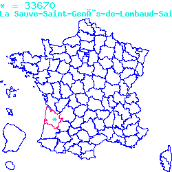 localisation du code postal 33670 La Sauve sur la carte de France localisation sur le carte de La Sauve 33670