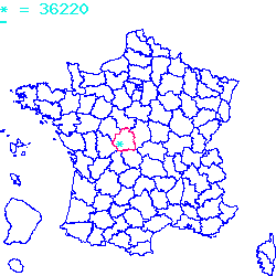 localisation du code postal 36220 Martizay sur la carte de France localisation sur le carte de Martizay 36220