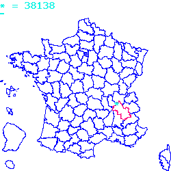 localisation du code postal 38138 Côtes-d'Arey sur la carte de France localisation sur le carte de Côtes-d'Arey 38138