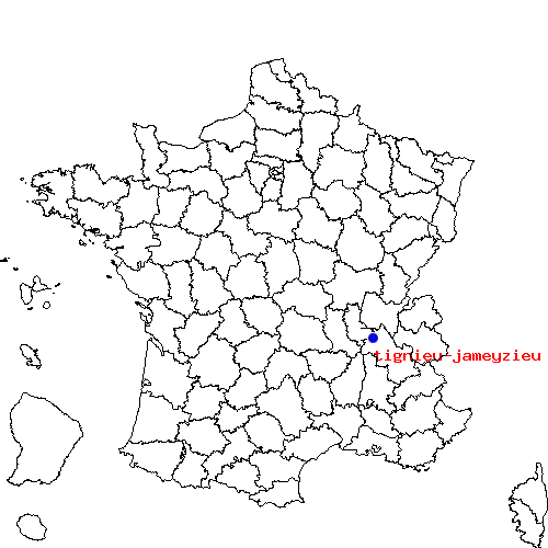 localisation sur le carte de tignieu-jameyzieu 