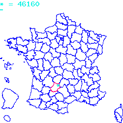localisation sur le carte de Montbrun 46160