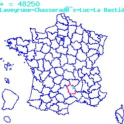 localisation du code postal 48250 Laveyrune sur la carte de France localisation sur le carte de Laveyrune 48250