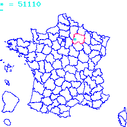 localisation sur le carte de Bazancourt 51110