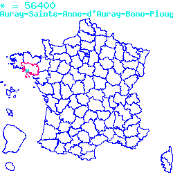 localisation du code postal 56400 Auray sur la carte de France localisation sur le carte de Auray 56400