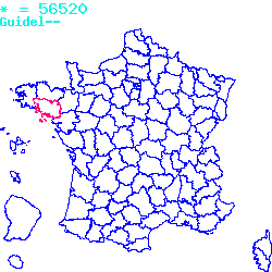 localisation sur le carte de Guidel 56520