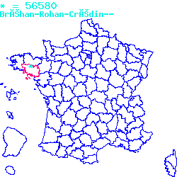 localisation du code postal 56580 Bréhan sur la carte de France localisation sur le carte de Bréhan 56580
