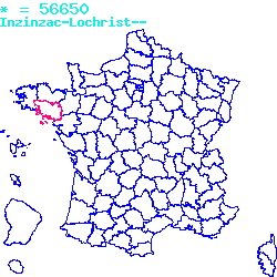 localisation sur le carte de Inzinzac-Lochrist 56650