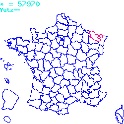 localisation du code postal 57970 Yutz sur la carte de France localisation sur le carte de Yutz 57970