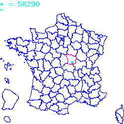 localisation sur le carte de Vandenesse 58290