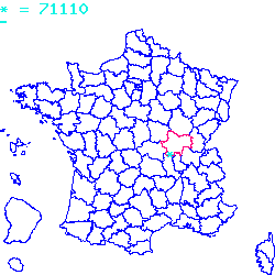 localisation du code postal 71110 Montceaux-l'Étoile sur la carte de France localisation sur le carte de Montceaux-l'Étoile 71110